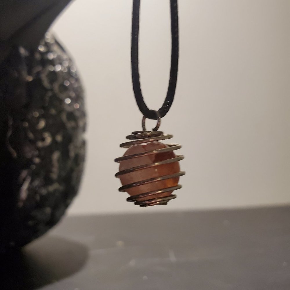 Carnelinated Quartz Sphere necklace